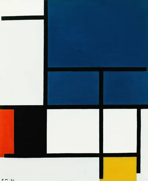 Composition avec un grand espace bleu – Mondrian Piet Mondrian