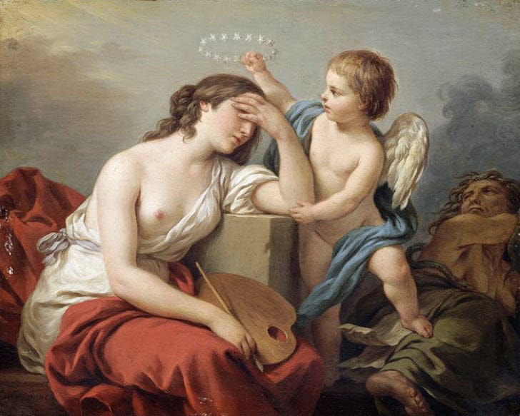 L’Amour des Arts console la Peinture des écrits ridicules et envenimés de ses ennemis – Louis Jean François Lagrenée Louis Jean François Lagrenée