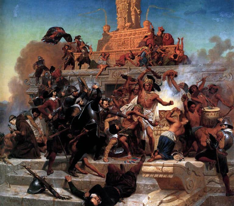 L’assaut de la Teocalli par Cortez et ses troupes – Emanuel Leutze Emanuel Leutze