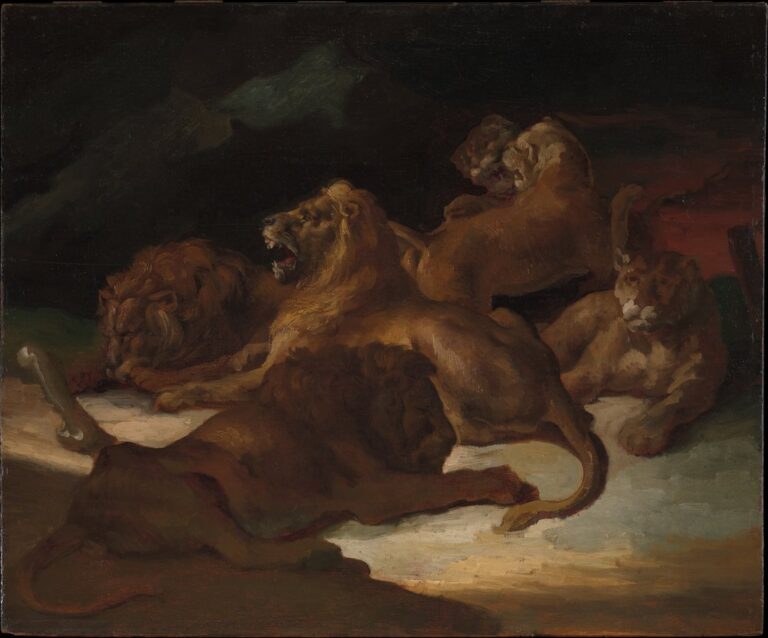 Des lions dans un paysage montagneux – Théodore Géricault Théodore Géricault