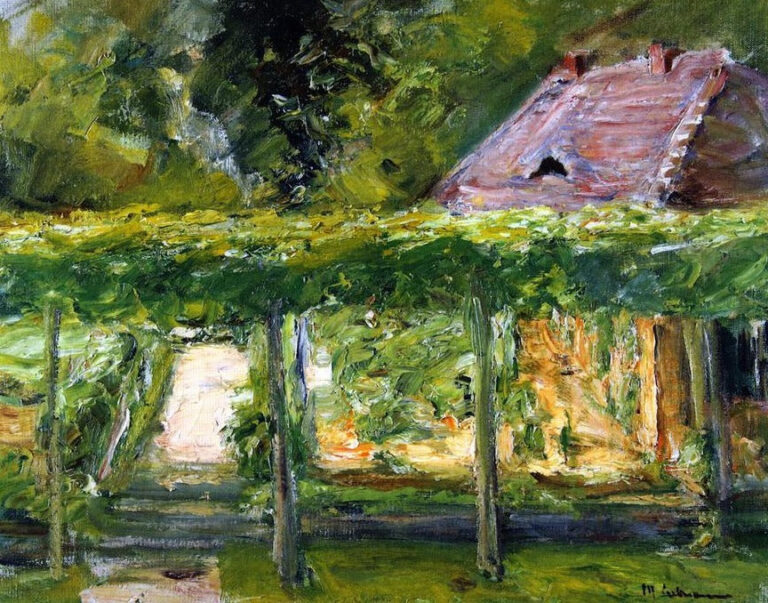 Vue sur la haie élevée de tilleul dans le jardin après ouest – Max Liebermann Max Liebermann