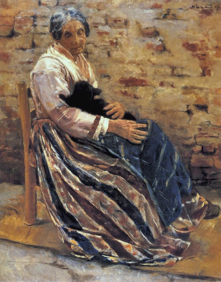 Une vieille femme avec un chat – Max Liebermann Max Liebermann