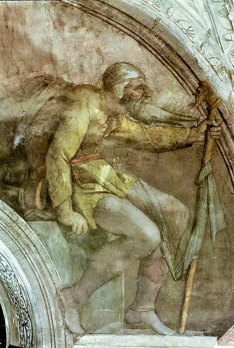 Le plafond de la chapelle Sixtine : L’un des ancêtres de Dieu – Michel-Ange Michel-Ange