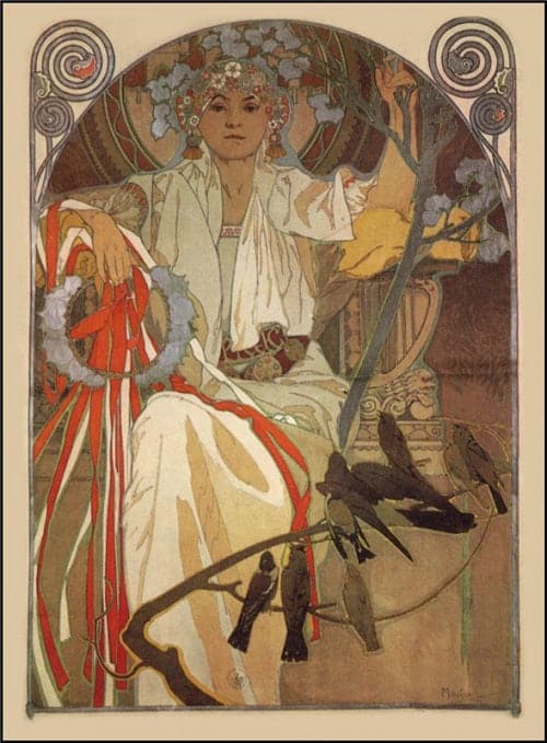 Affiche pour la célébration de musique et de chant printemps 1914 à Prague – Mucha Alphonse Mucha