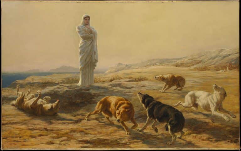 Pallas Athéna et les chiens du berger – Briton Rivière Briton Rivière