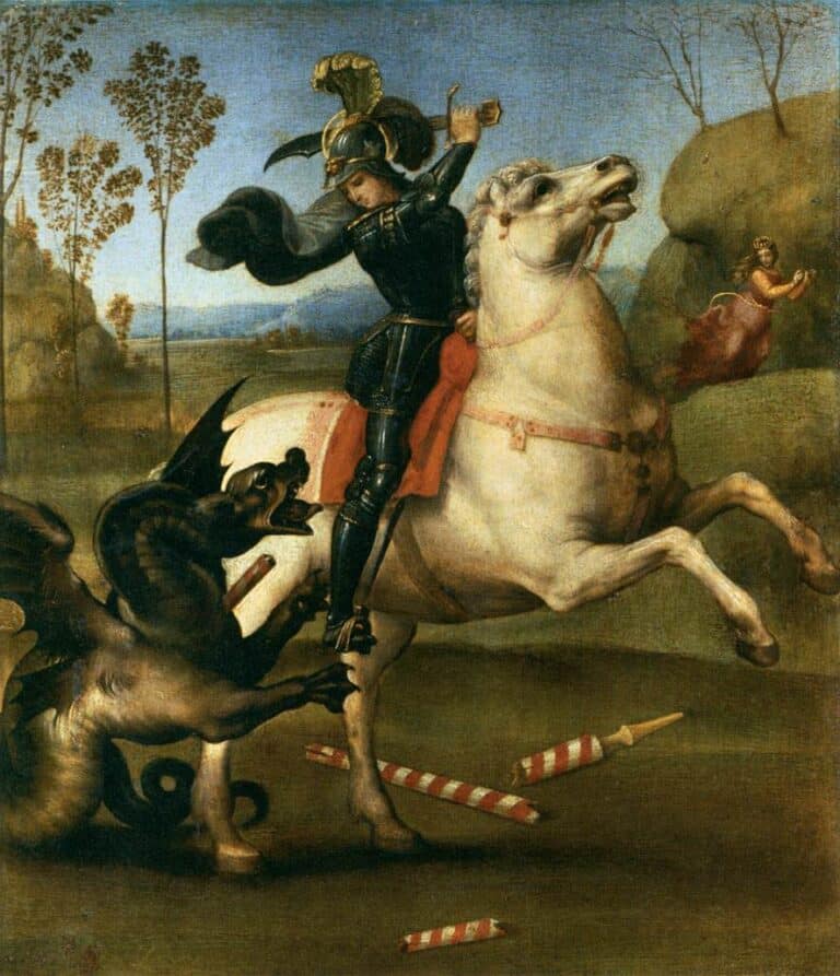 Saint Georges aux prises avec le dragon – Raphaël (peintre) Raffaello Sanzio