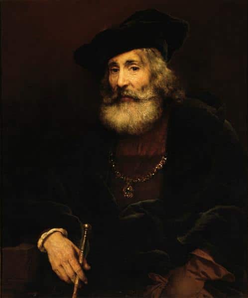 Portrait d’un homme âgé avec le bâton et le chapeau – Rembrandt van Rijn Rembrandt van Rijn