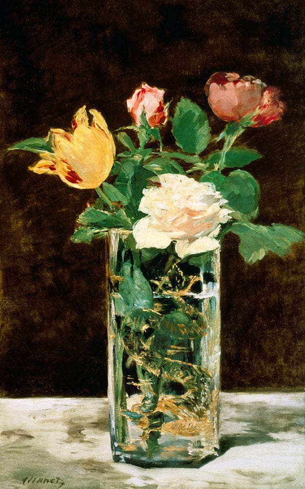 Roses et tulipes dans un vase – Edouard Manet Édouard Manet