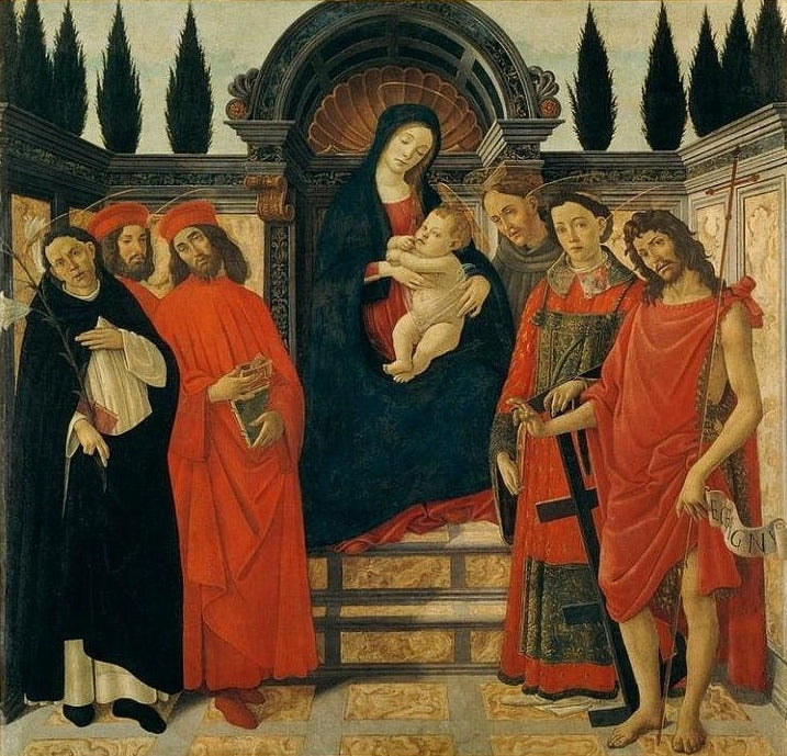 La Vierge à l’Enfant avec saint Jean Baptiste, saint Damien et saint Cosme – Sandro Botticelli Sandro Botticelli