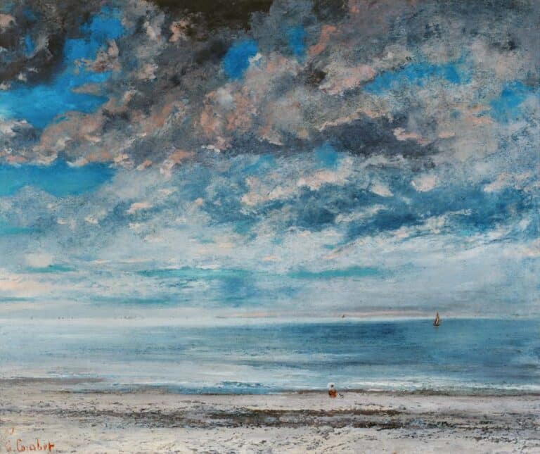 La Plage, Soleil Couchant – Gustave Courbet Gustave Courbet