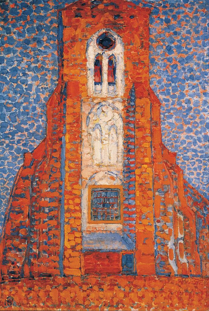 Soleil, église en Zélande façade d’église Zoutelande – Mondrian Piet Mondrian