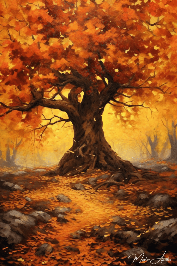 Tableau arbre automne qui perd les feuilles Tableaux Contemporains