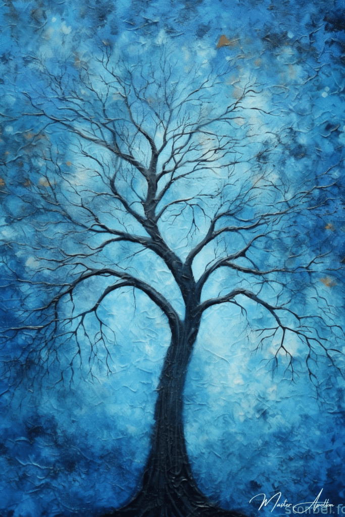 Tableau arbre bleu deep Tableaux Contemporains