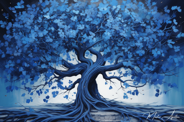 Tableau arbre bleu de vie Tableaux Contemporains