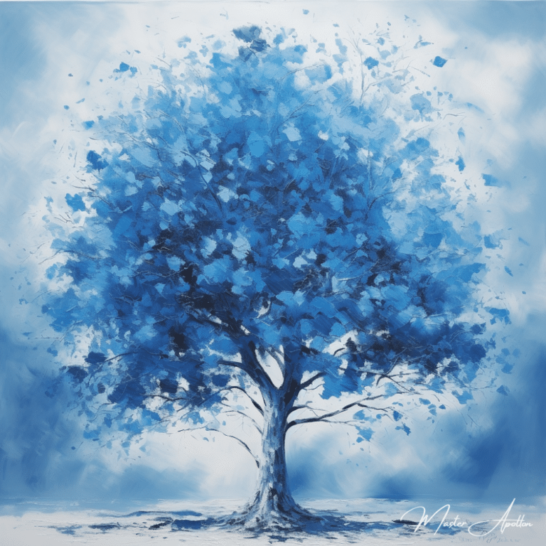 Tableau arbre bleu et blanc Tableaux Contemporains