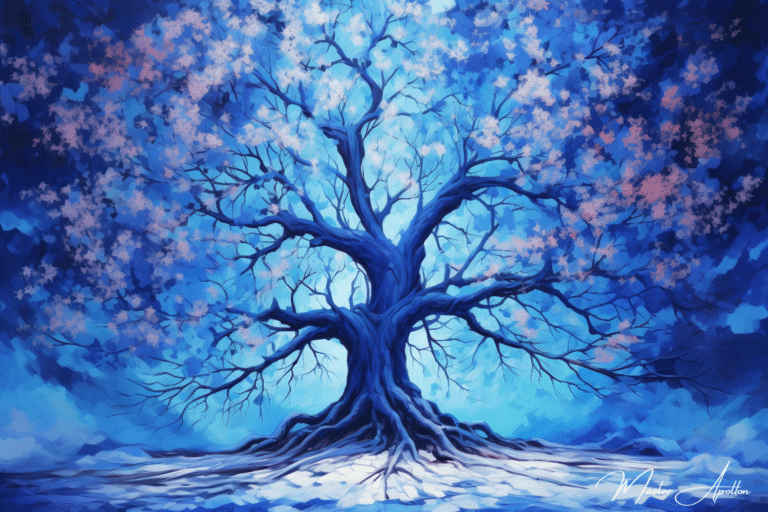 Tableau arbre bleu guidance Tableaux Contemporains