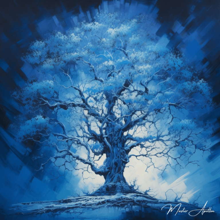 Tableau arbre bleu majestueux Tableaux Contemporains