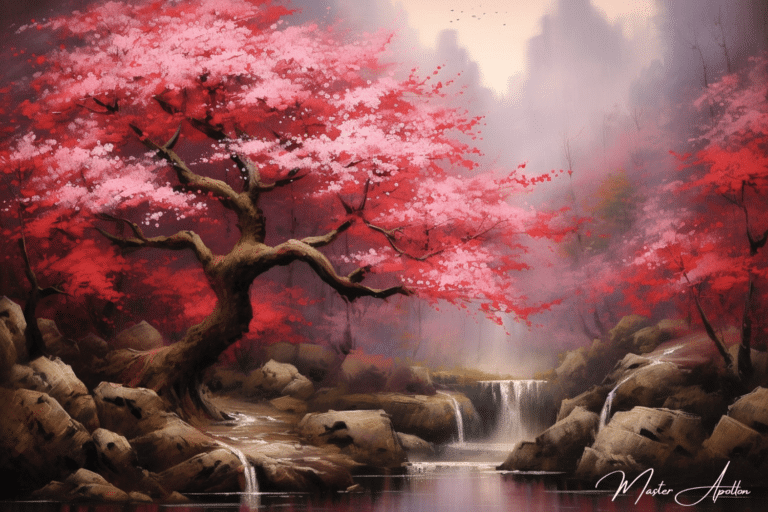 Tableau arbre cerisier japonais tranquilité Tableaux Contemporains