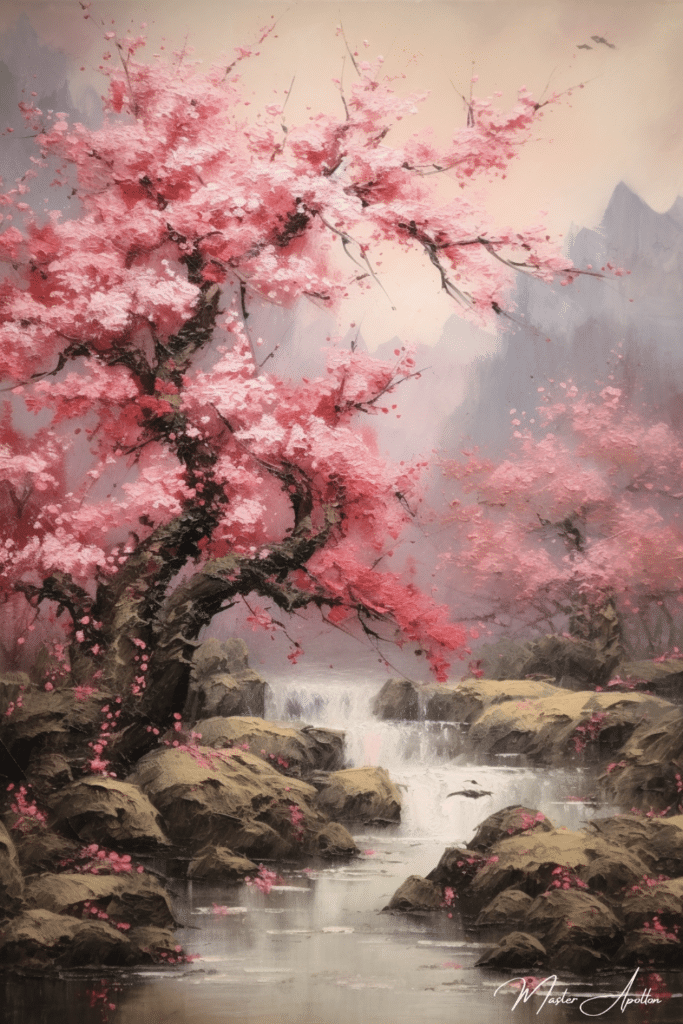 Tableau arbre cerisier japonais zen Tableaux Contemporains