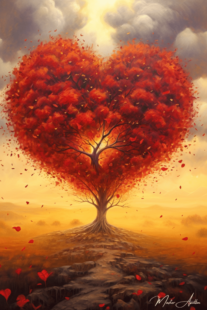 Tableau arbre coeur en chaleur Tableaux Contemporains