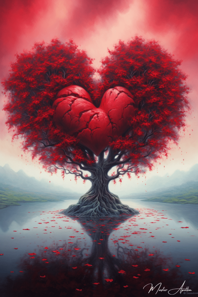 Tableau arbre coeur profond Tableaux Contemporains