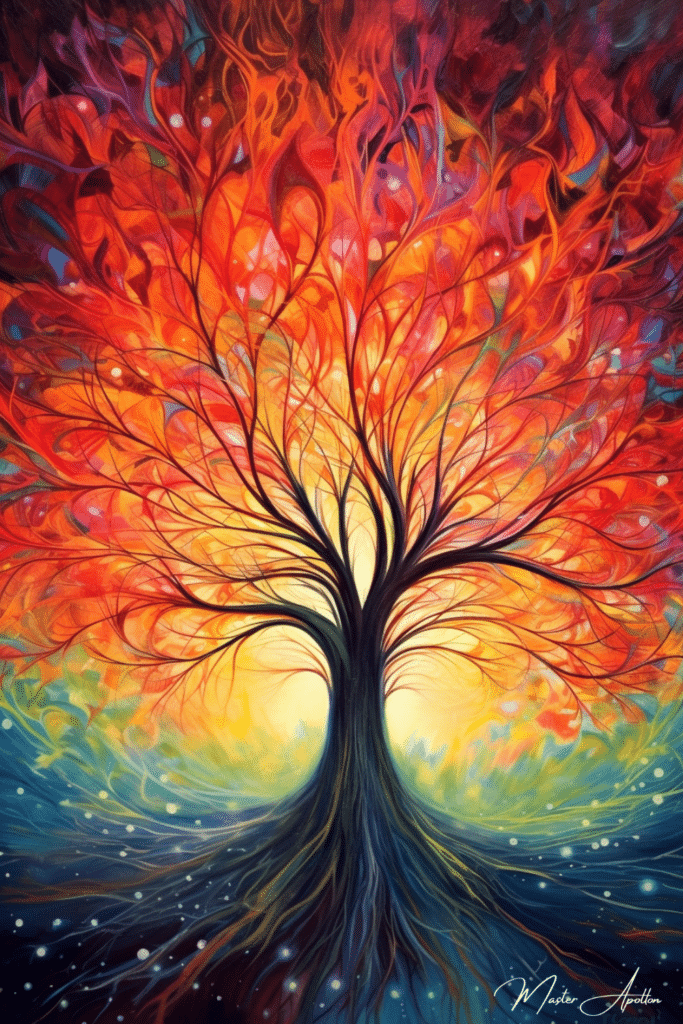 Tableau arbre coloré energie Tableaux Contemporains