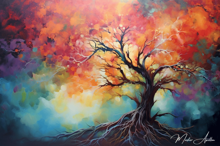 Tableau arbre coloré espérance Tableaux Contemporains