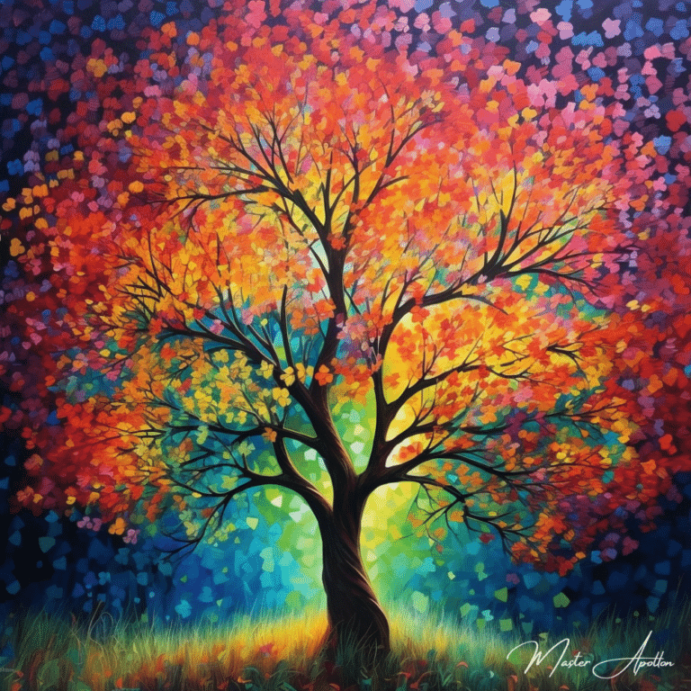 Tableau arbre coloré essence Tableaux Contemporains