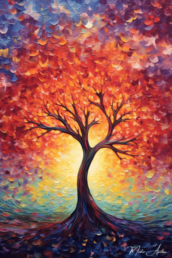 Tableau arbre coloré vie Tableaux Contemporains