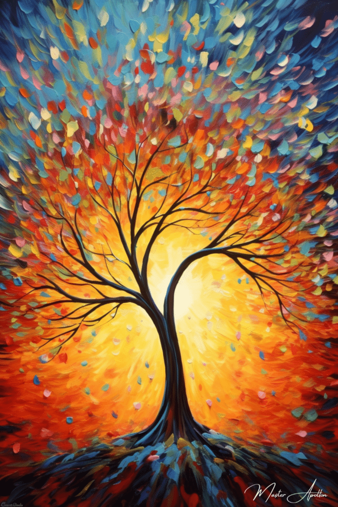 Tableau arbre coloré vitalité Tableaux Contemporains