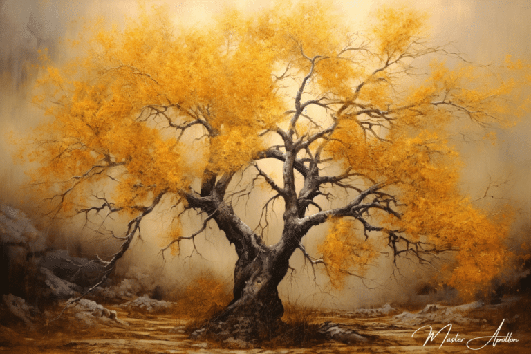 Tableau arbre contemporain jaune Tableaux Contemporains