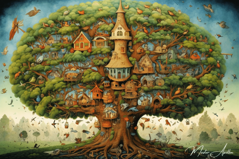 Tableau arbre de vie maison du monde et de la vie Tableaux Contemporains