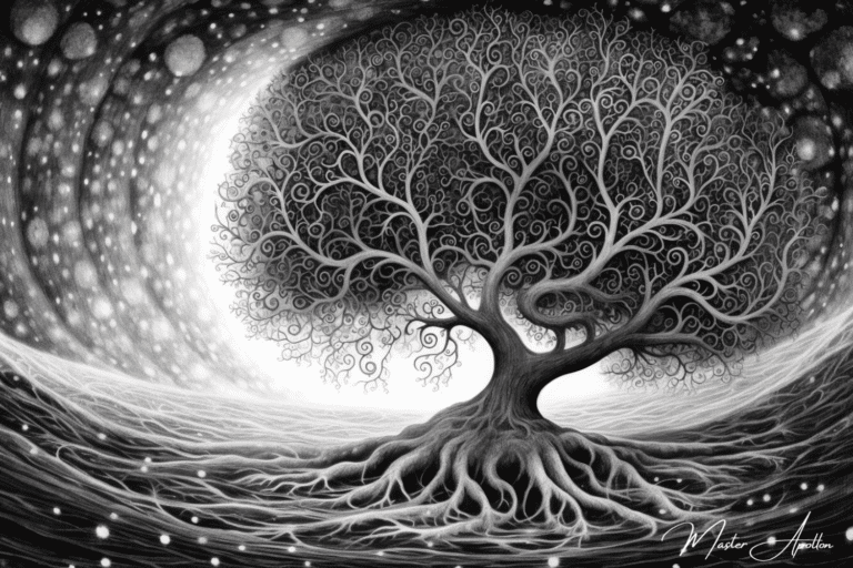 Tableau arbre de vie noir et blanc univers Tableaux Contemporains