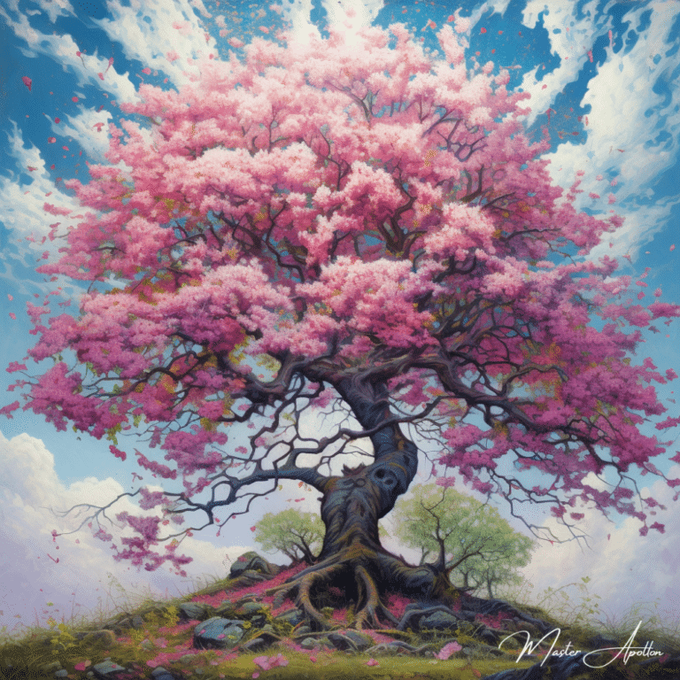 Tableau arbre en fleur rose Tableaux Contemporains