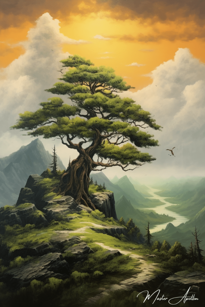 Tableau arbre et montagne Tableaux Contemporains