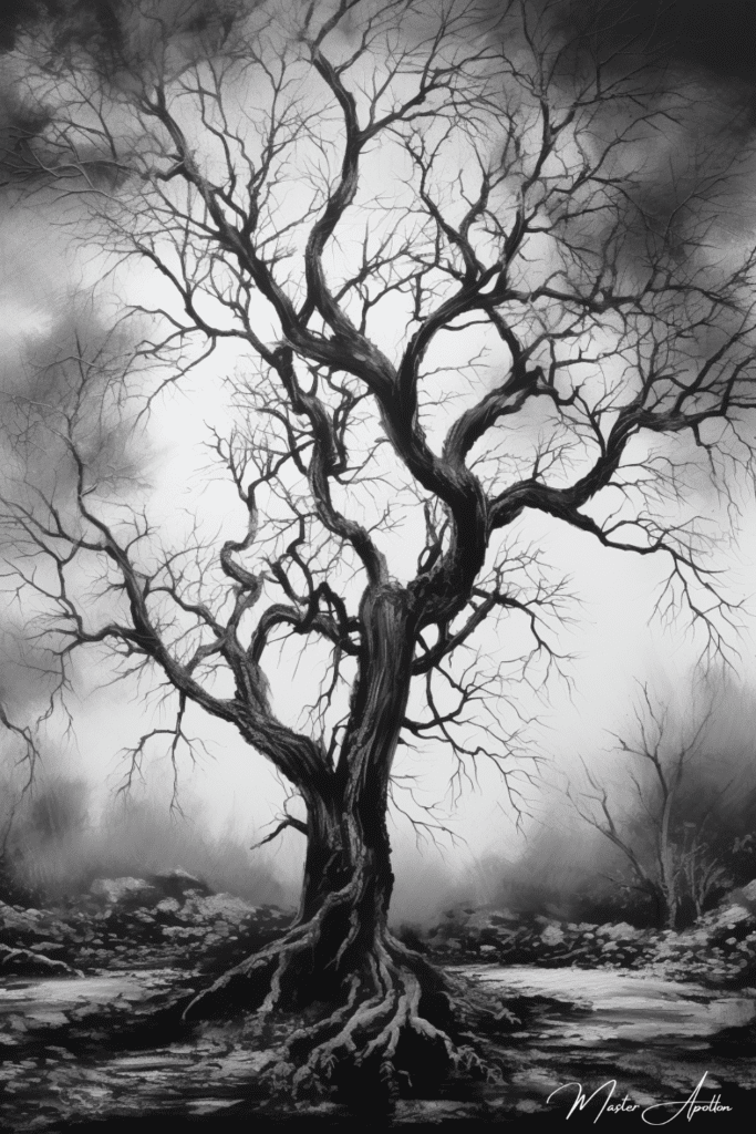 Tableau arbre noir et blanc sans feuille Tableaux Contemporains