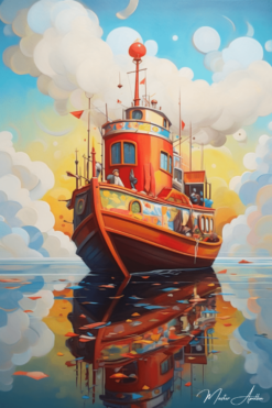 Tableau bateau contemporain imaginaire Tableaux Contemporains