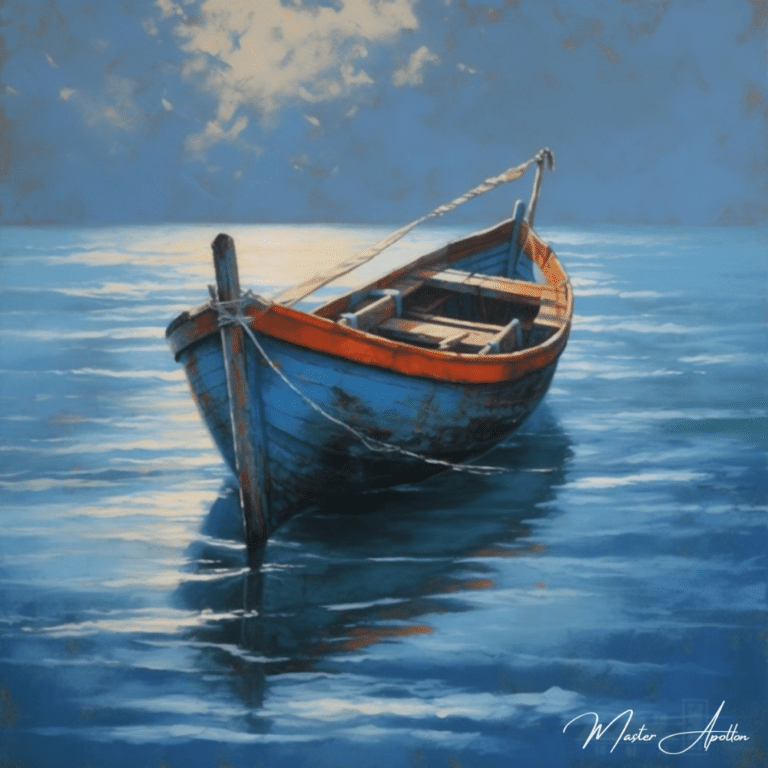 Tableau bateau contemporain pecheur la barque Tableaux Contemporains