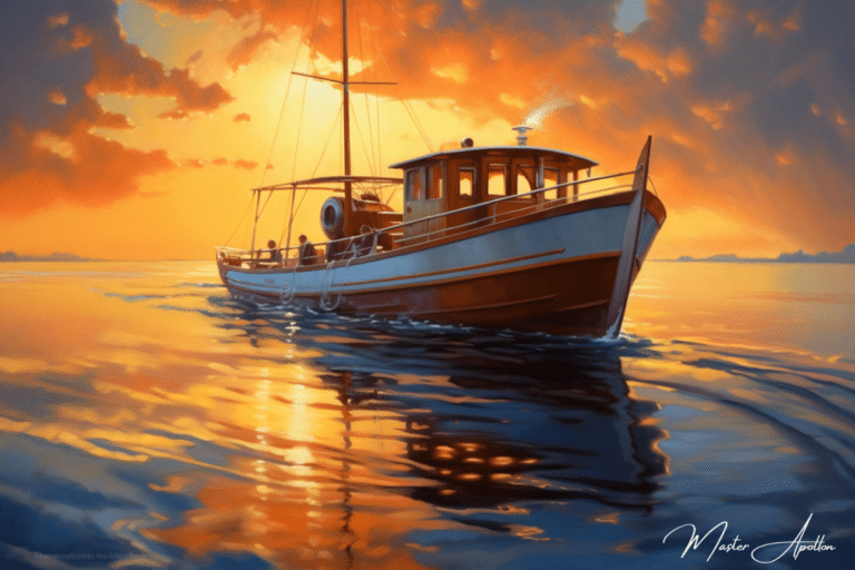 Tableau bateau contemporain sunset Tableaux Contemporains