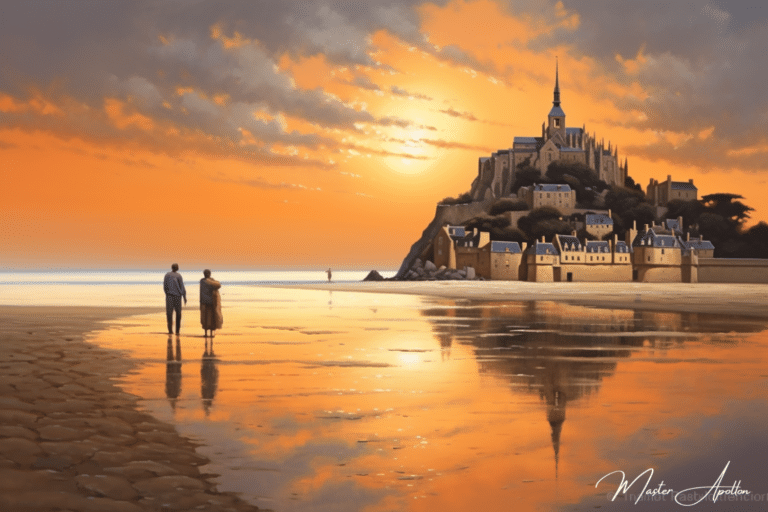 Tableau bretagne contemporain Mont saint michel sunset Tableaux Contemporains