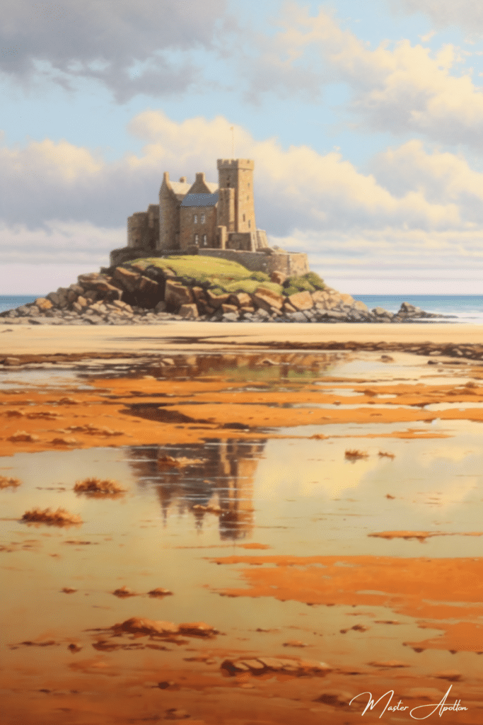 Tableau bretagne contemporain chateau sur la plage Tableaux Contemporains