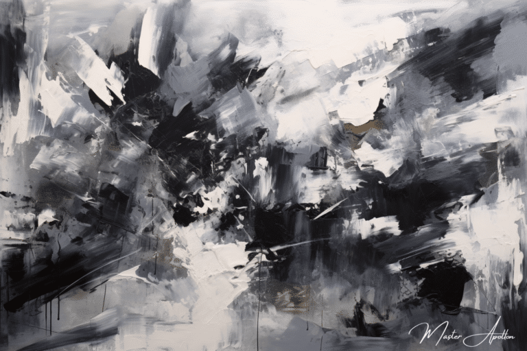 Tableau contemporain abstrait noir et blanc boulot Tableaux Contemporains