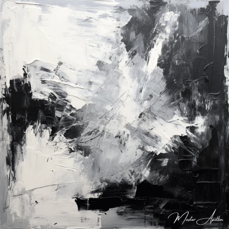 Tableau contemporain abstrait noir et blanc tempete Tableaux Contemporains