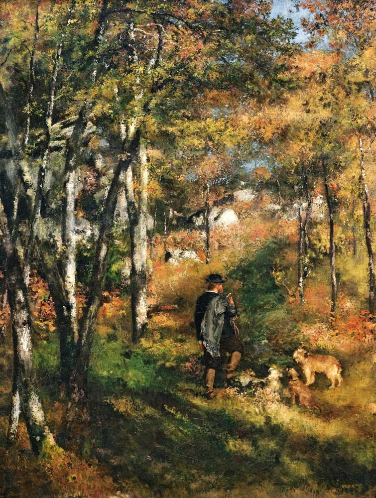 Le peintre Jules Le Coeur et ses chiens dans la forêt de Fontainebleau – Pierre-Auguste Renoir Pierre-Auguste Renoir