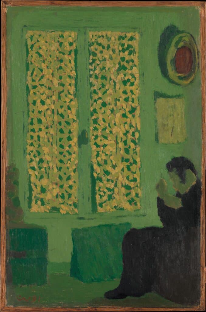 L’intérieur vert (personnage assis près d’une fenêtre à rideau) – Édouard Vuillard Édouard Vuillard
