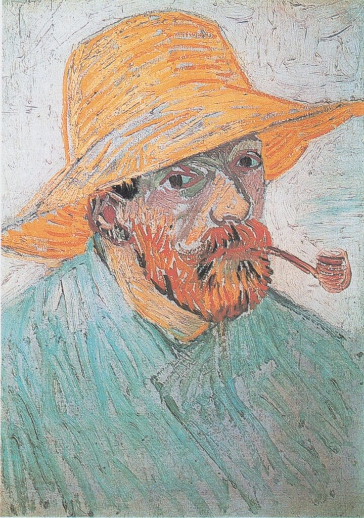 Autoportrait avec un chapeau de paille et une pipe – Van Gogh Autoportraits de Vincent van Gogh