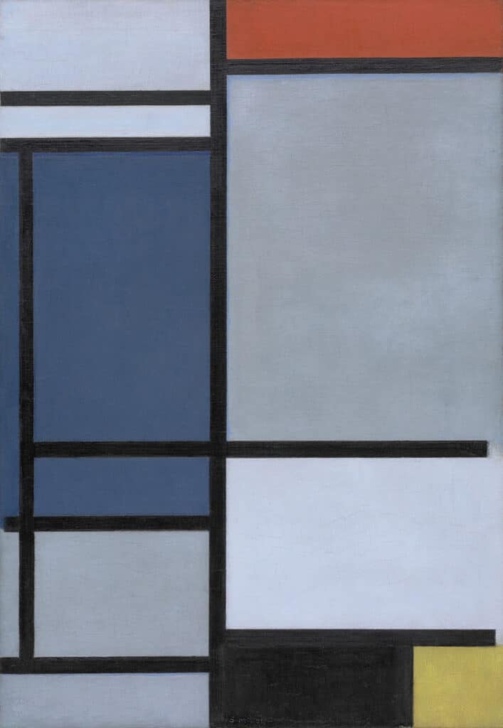 Composition avec du rouge du bleu du noir du jaune et du gris – Mondrian Piet Mondrian