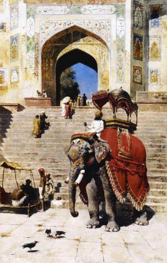 Éléphant royal à l’entrée de la Jami Masjid, Mathura – Edwin Lord Weeks Edwin Lord Weeks