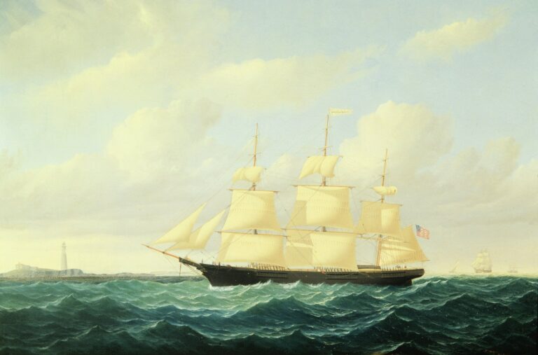 Vague déferlante Clipper Ship au large du phare de Boston, 1855 – William Bradford William Bradford