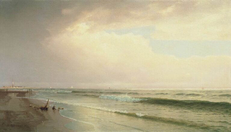Paysage marin avec phare éloigné, Atlantic City, New Jersey – William Trost Richards William Trost Richards